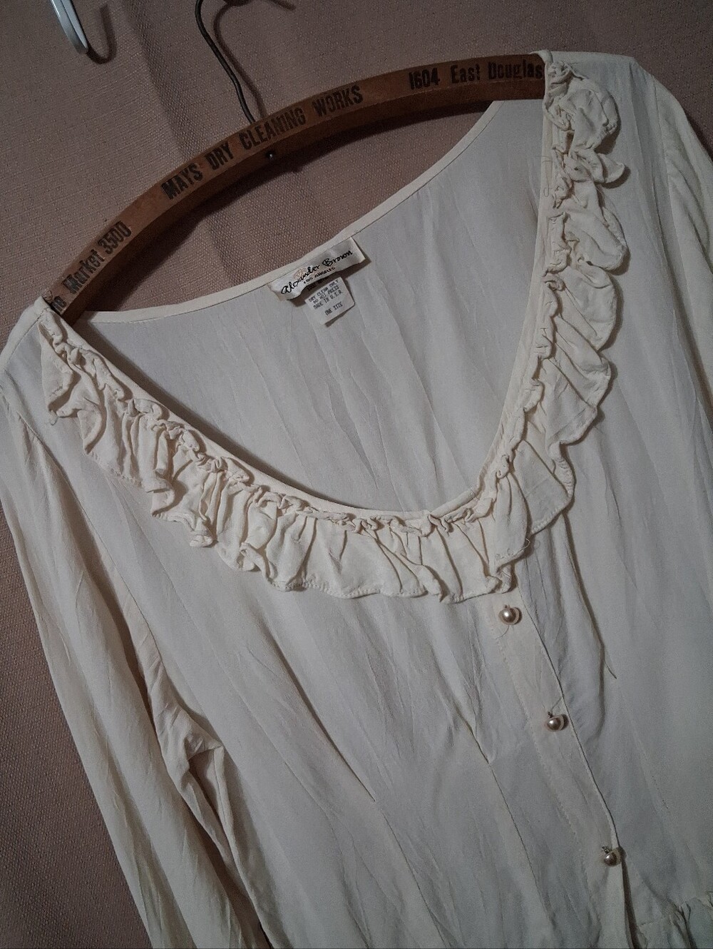 Boho Whimsycore Alexander Brown Los Angeles 1990s Riffled Blouse.  One Size